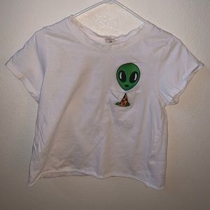 Pizza alien crop top